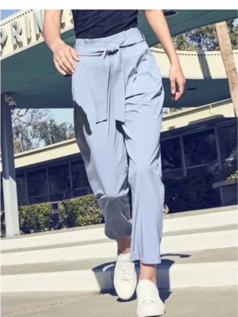 Athleta Skyline II Pant Sky Blue Paperbag Waist Size 12